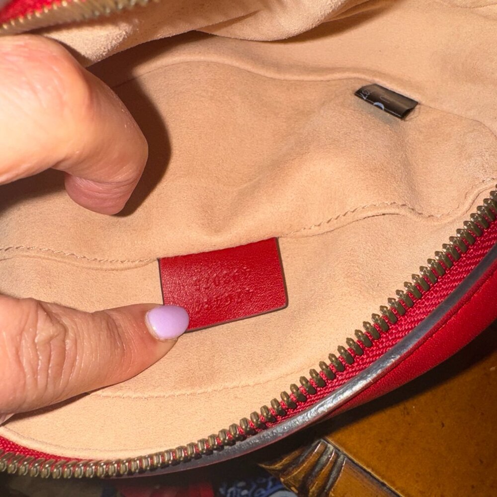 Authentic Gucci GG Marmont Belt Bag Matelasse Red Leather Waist Pouch Gucci - Picture 11 of 15